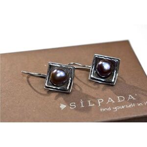 W1194 Retired Silpada Gray Freshwater pearls Sterling Earrings